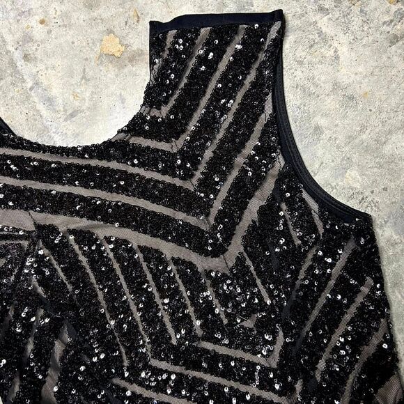 Lovely Day Dresses & Skirts - Lovely Day Black Sequin Mini Dress V Back Stretch